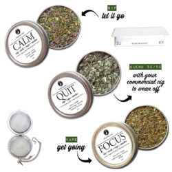 Smoking cessation kit with tea ball infuser, rolling papers and herbal blends of lavender, lobelia and California poppy to quit smoking $30 sale.