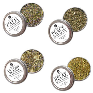 Four Organic Herbal Blends for Relaxation, Sleep & Destress for Smoking Tea Tisanes Bath Vape with Hops, Catnip, Passion Flower, Chamomile, Hops, Chamomile, Passion Flower, Lavender, Damiana, Skullcap + Mullein