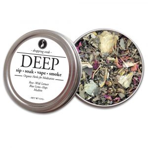 DEEP organic herbs for meditation by smoking, tea, bath or vape with Rose, Wild Lettuce, Blue Lotus, Hops and Mullein.