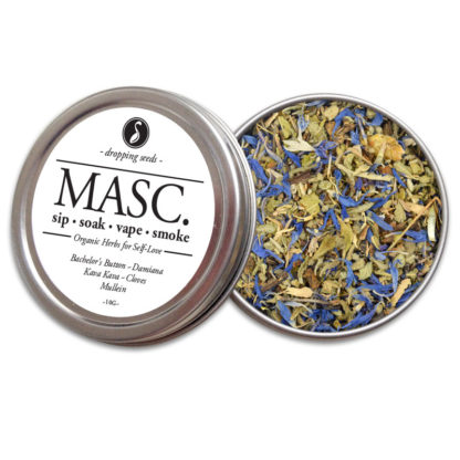 MASC HIS Organic Herbs Aphrodisiac by Smoking Tea Bath Vape with Bachelors Button, Damiana, Kava Kava, Cloves + Mullein