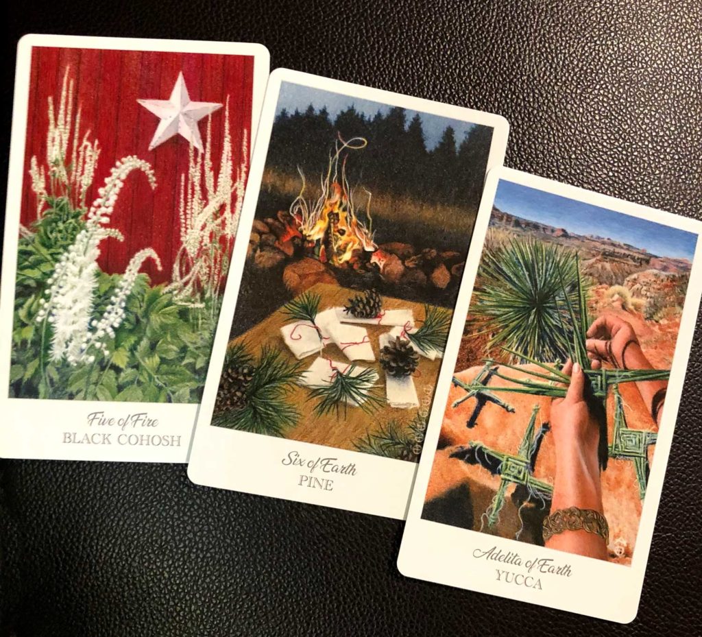 Three tarot cards