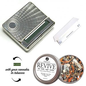Unique Holiday Gift sale $24.99 for a Vintage rolling box, papers and herbal tin of wild dagga, lemon balm and mullein botanical blend for motivation.