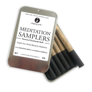 Smokable tea herbal hemp paper preroll cigarette for meditation with mugwort.